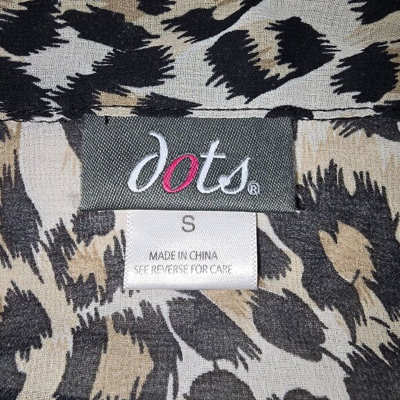 Dots Womens Blouse Chiffon Sleeveless Leopard Print Cinched Waist Ruffles Sz S - Picture 5 of 5